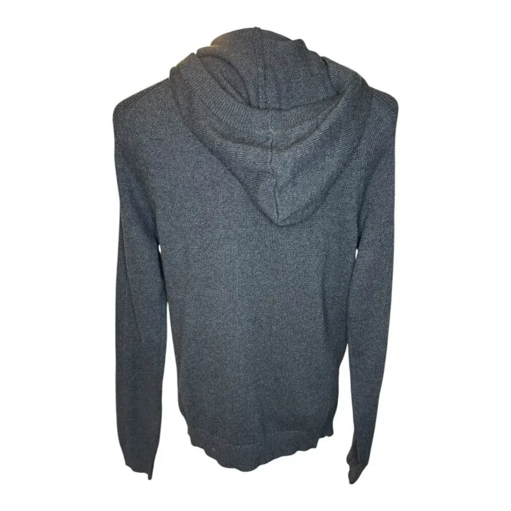 New Flag & Anthem Men's Gray Buttoned Neck Knitted Hoodie Sweater Size Small NWT